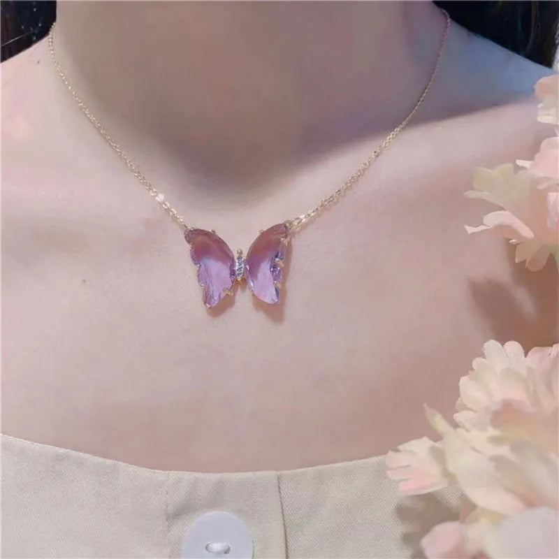 Luxury Crystal Butterfly Necklace – Elegant Romantic Jewelry for Women