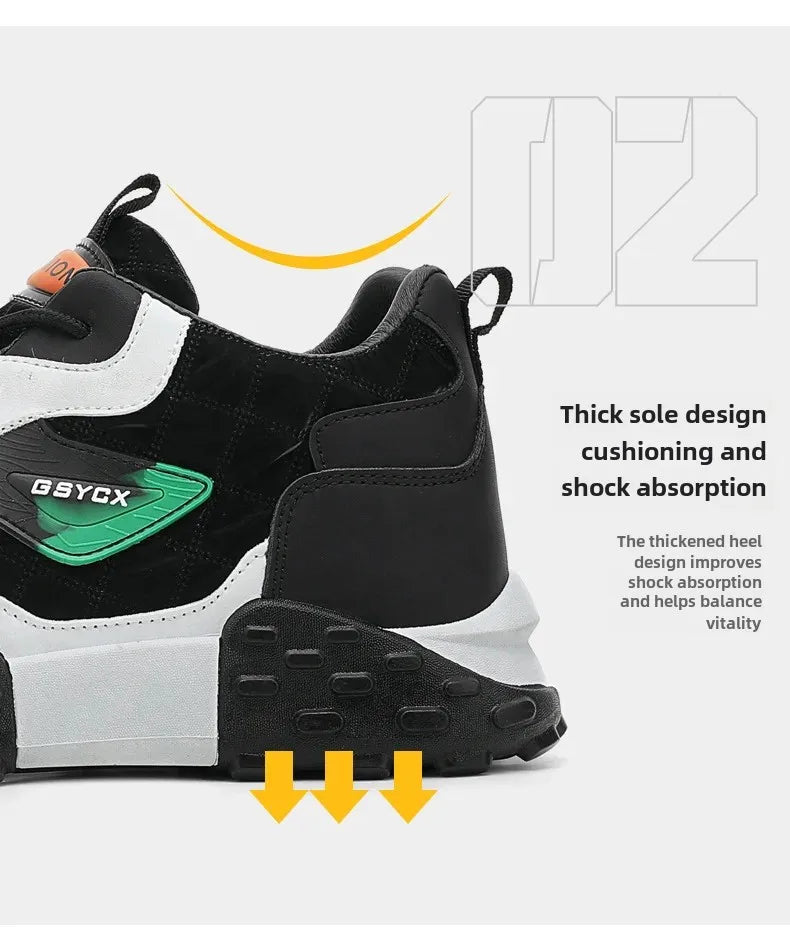 2024 Autumn/Winter New Men's Shoes Sporty Casual Thick Sole Old School Shoes Fashionable Heightened Versatile Trendy Shoes