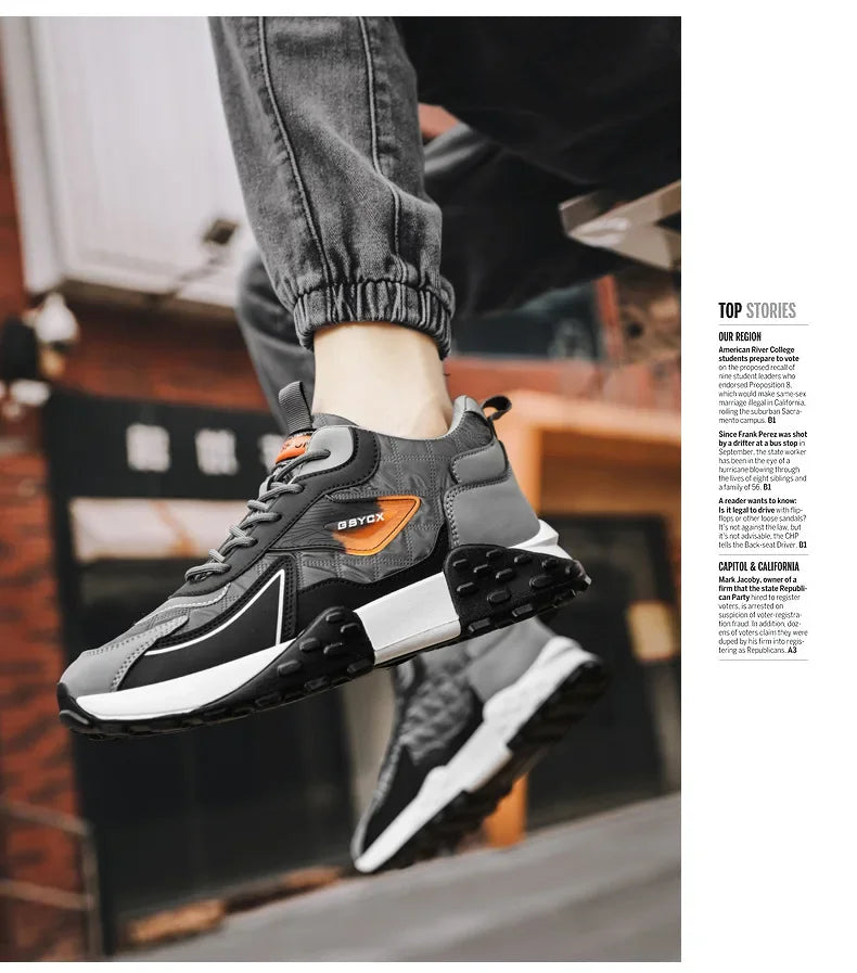 2024 Autumn/Winter New Men's Shoes Sporty Casual Thick Sole Old School Shoes Fashionable Heightened Versatile Trendy Shoes