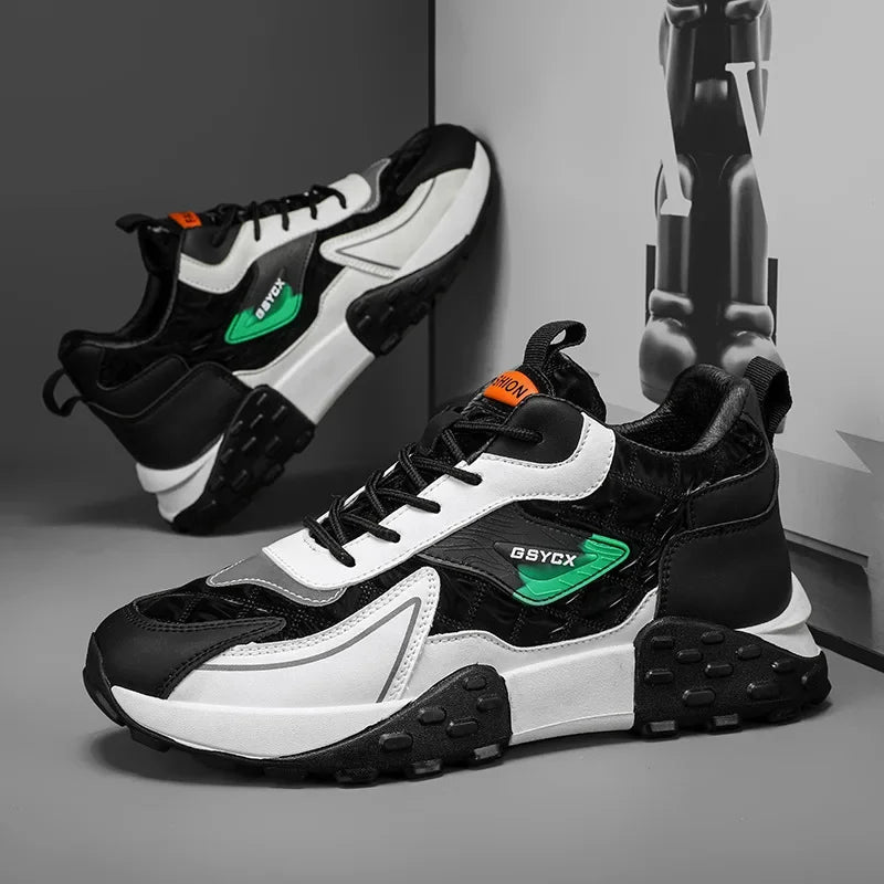 2024 Autumn/Winter New Men's Shoes Sporty Casual Thick Sole Old School Shoes Fashionable Heightened Versatile Trendy Shoes