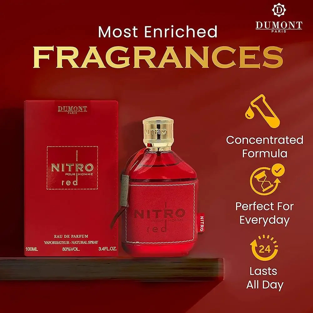 100 Ml Oz Eau De Parfum Spray Nitro Red Dumon Men's Perfume Middle East Arab Dubai Perfume Long-lasting Fragrance High Quality