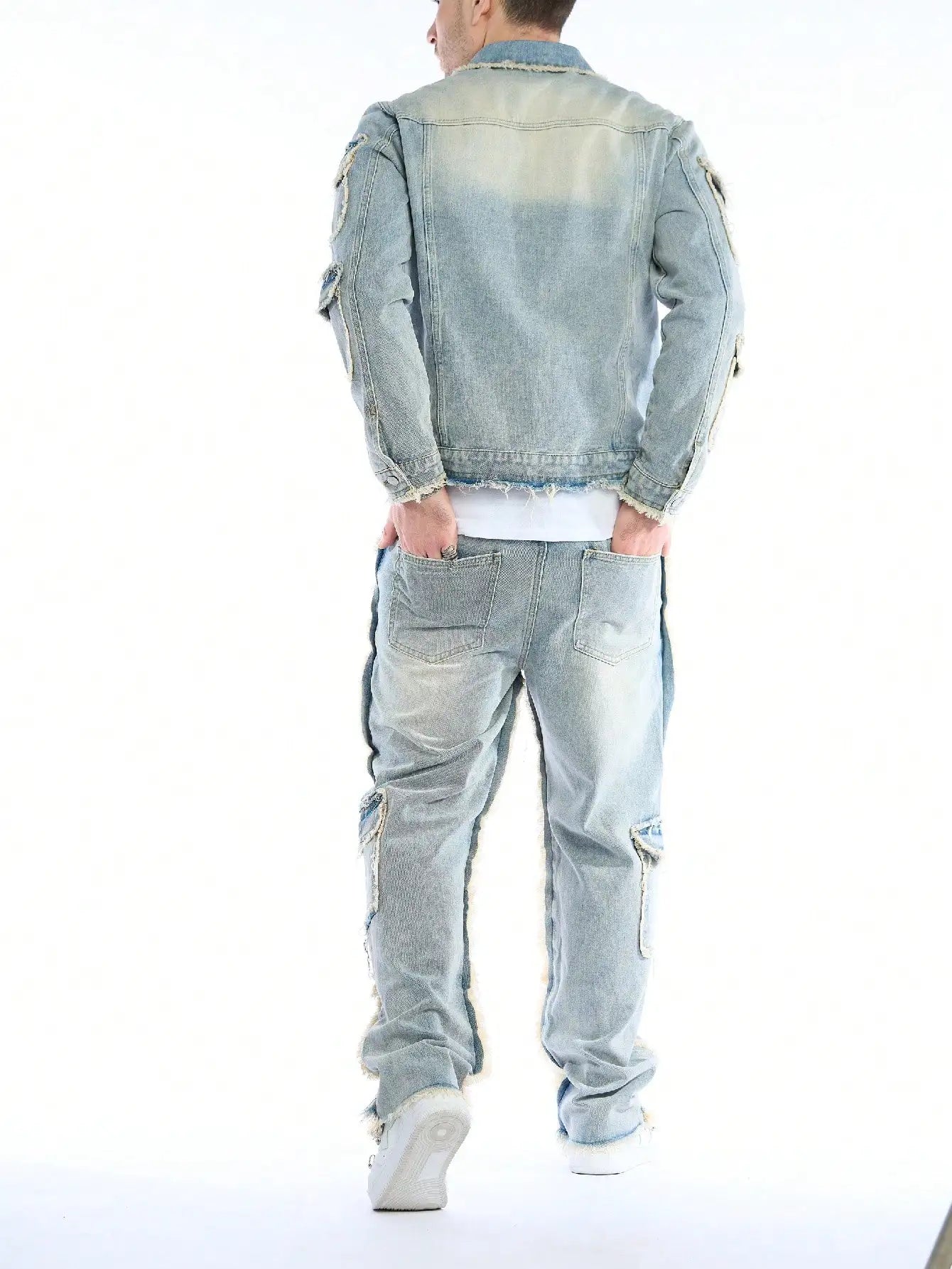 Stylist Frantz – Signature Washed Denim Set (Jacket + Stacked Jeans)