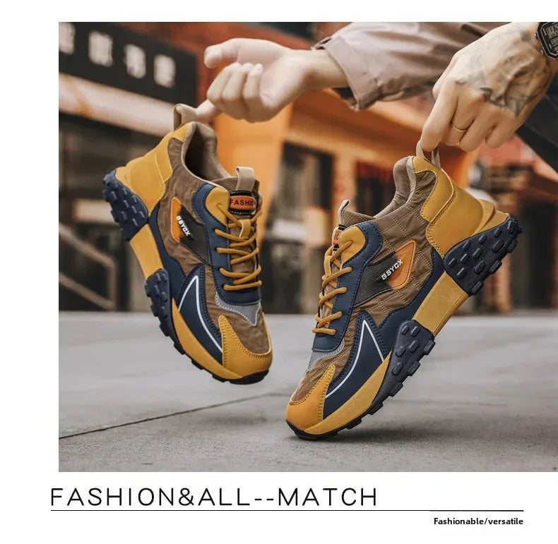 2024 Autumn/Winter New Men's Shoes Sporty Casual Thick Sole Old School Shoes Fashionable Heightened Versatile Trendy Shoes