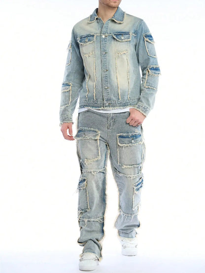 Stylist Frantz – Signature Washed Denim Set (Jacket + Stacked Jeans)