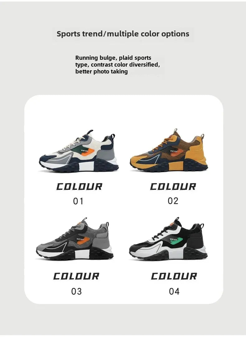 2024 Autumn/Winter New Men's Shoes Sporty Casual Thick Sole Old School Shoes Fashionable Heightened Versatile Trendy Shoes