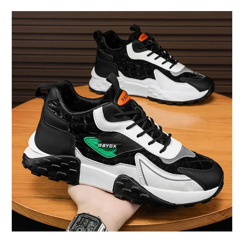 2024 Autumn/Winter New Men's Shoes Sporty Casual Thick Sole Old School Shoes Fashionable Heightened Versatile Trendy Shoes