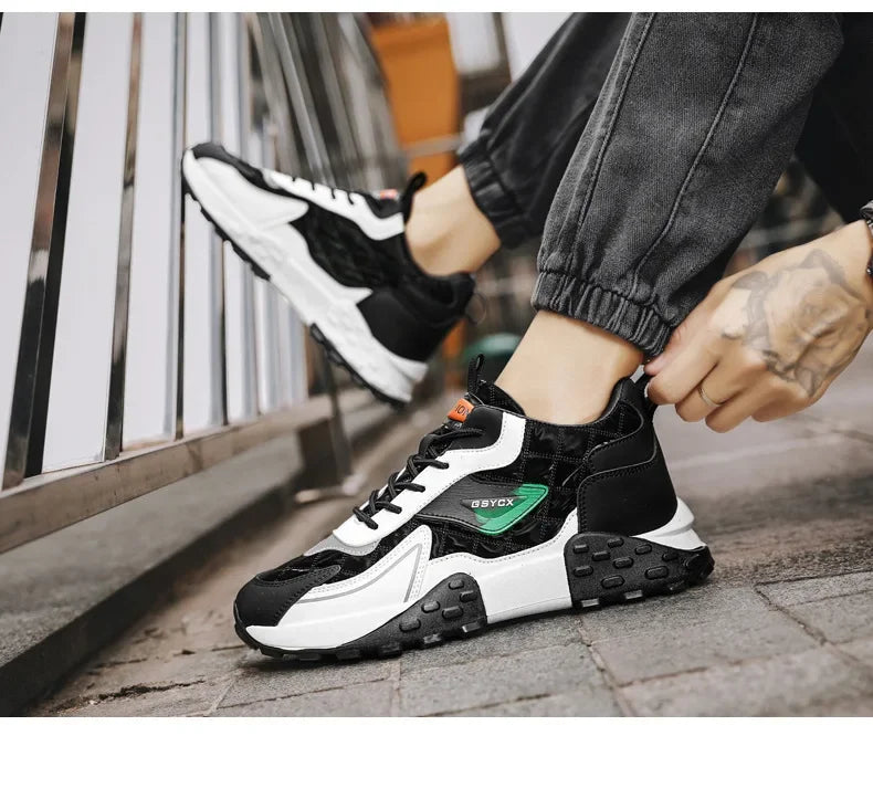 2024 Autumn/Winter New Men's Shoes Sporty Casual Thick Sole Old School Shoes Fashionable Heightened Versatile Trendy Shoes