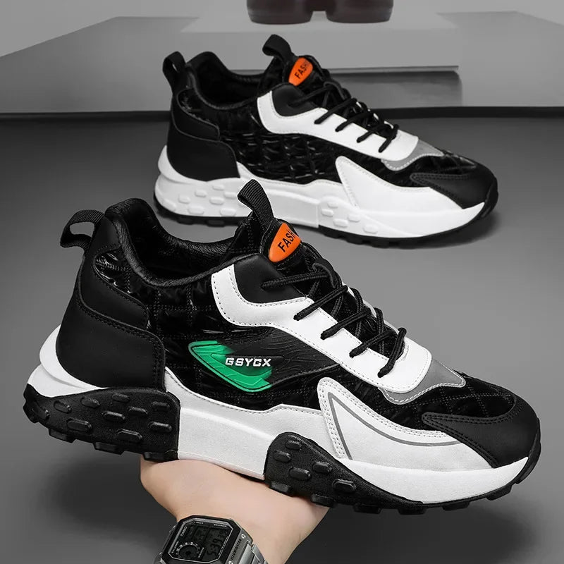 2024 Autumn/Winter New Men's Shoes Sporty Casual Thick Sole Old School Shoes Fashionable Heightened Versatile Trendy Shoes