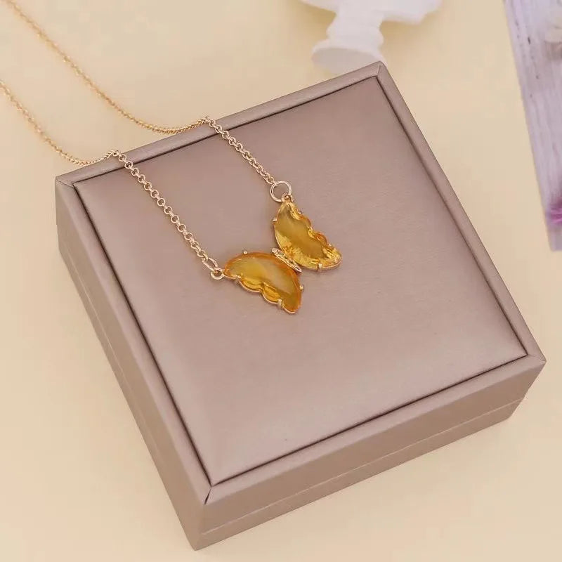 Luxury Crystal Butterfly Necklace – Elegant Romantic Jewelry for Women