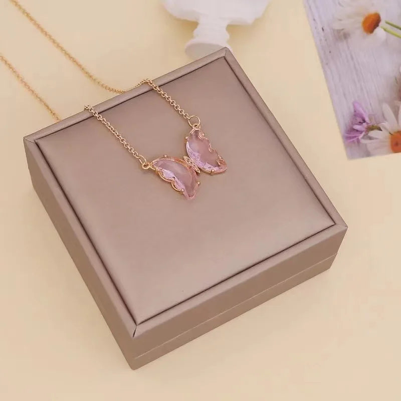 Luxury Crystal Butterfly Necklace – Elegant Romantic Jewelry for Women