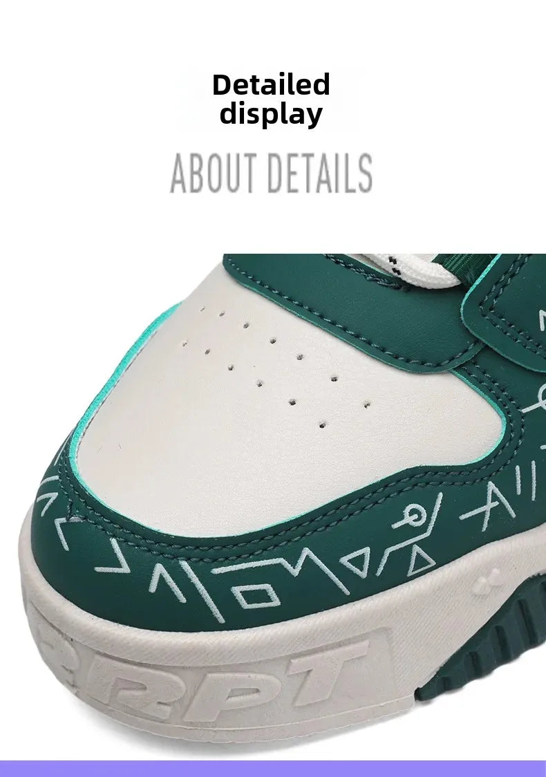 Luxury High-Top Leather Sneakers – Color Block Design | Thick Sole Streetwear