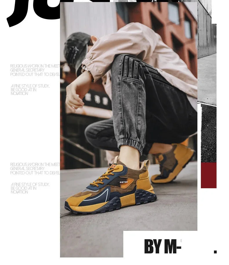 2024 Autumn/Winter New Men's Shoes Sporty Casual Thick Sole Old School Shoes Fashionable Heightened Versatile Trendy Shoes