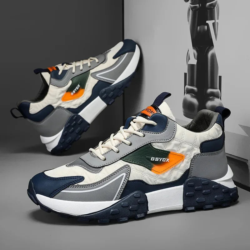 2024 Autumn/Winter New Men's Shoes Sporty Casual Thick Sole Old School Shoes Fashionable Heightened Versatile Trendy Shoes