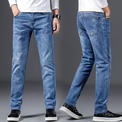 Men’s Slim Fit Elastic Straight Jeans – Comfortable Stretch Denim