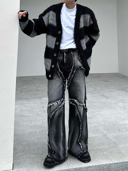 Men’s Distressed Streetwear Heavy Wash Denim Jeans
