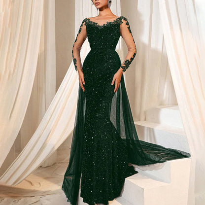 ✂️ Stylist Frantz Luxury Lace Evening Gown – Elegant Gala & Party Dress