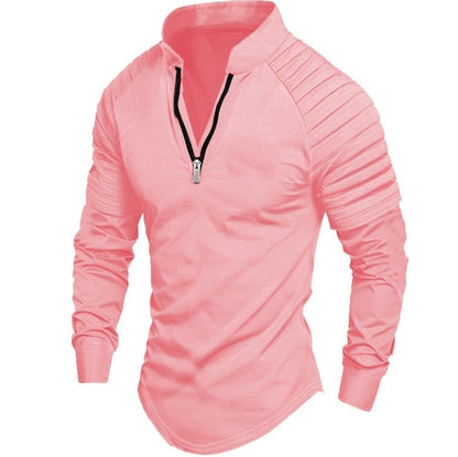STYLIST FRANTZ™ Men’s Luxury Zip Polo Shirt – European Casual Long Sleeve