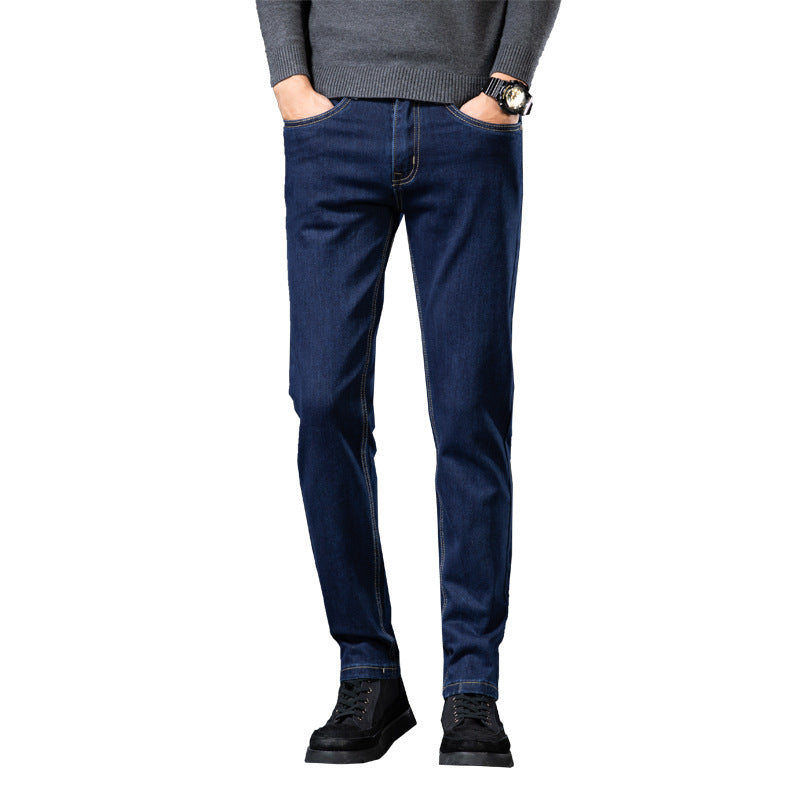 Men’s Slim Fit Elastic Straight Jeans – Comfortable Stretch Denim