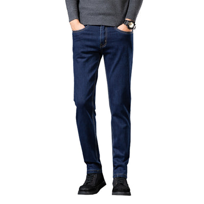 Men’s Slim Fit Elastic Straight Jeans – Comfortable Stretch Denim