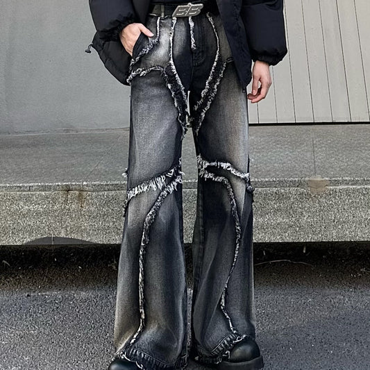 Men’s Distressed Streetwear Heavy Wash Denim Jeans