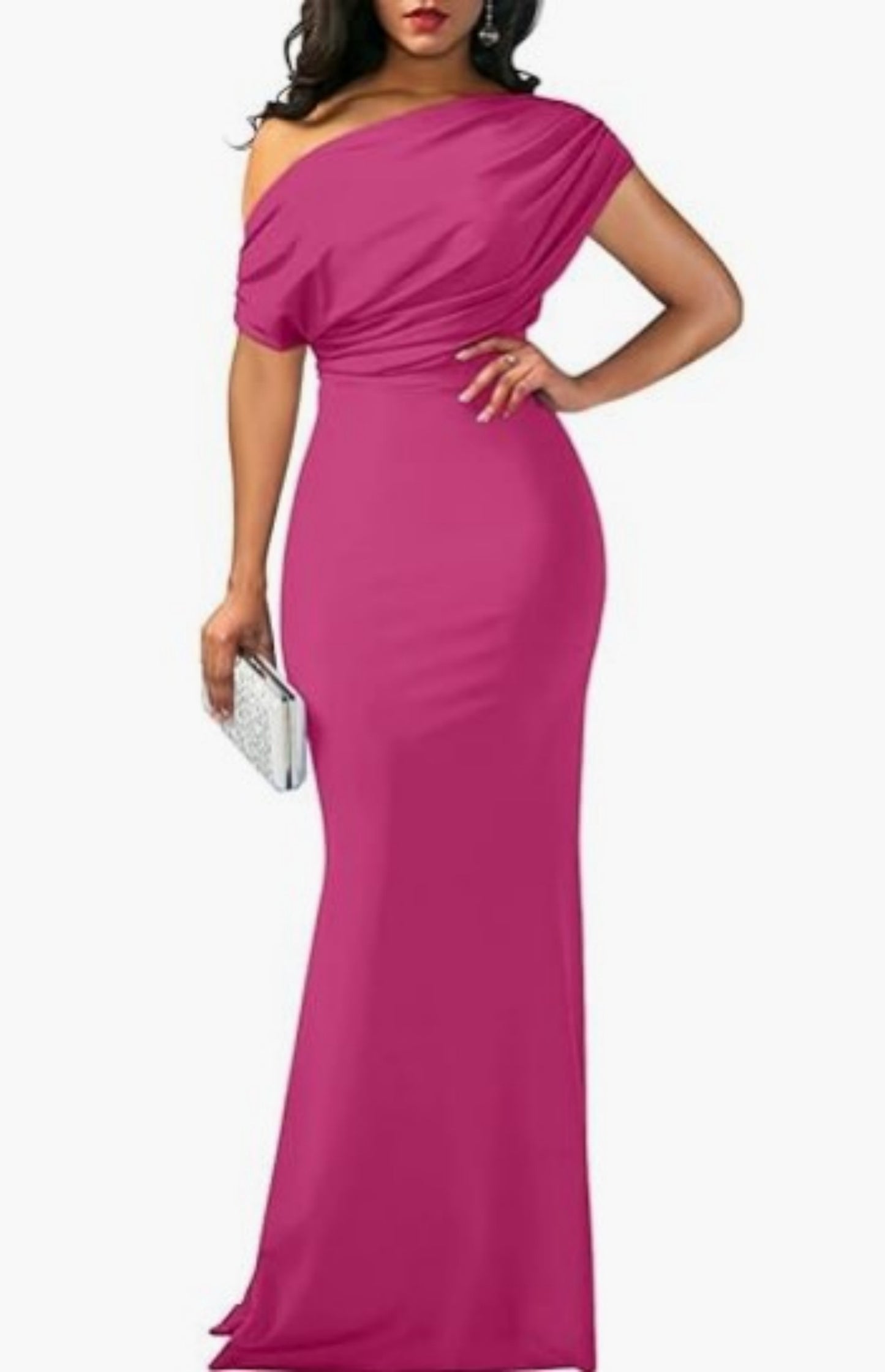 STYLIST FRANTZ™ One-Shoulder Couture Maxi Dress – Luxury Evening Collection