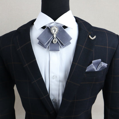 Men’s Bow Tie & Pocket Square Set – Plain Luxury Design by Stylist Frantz
