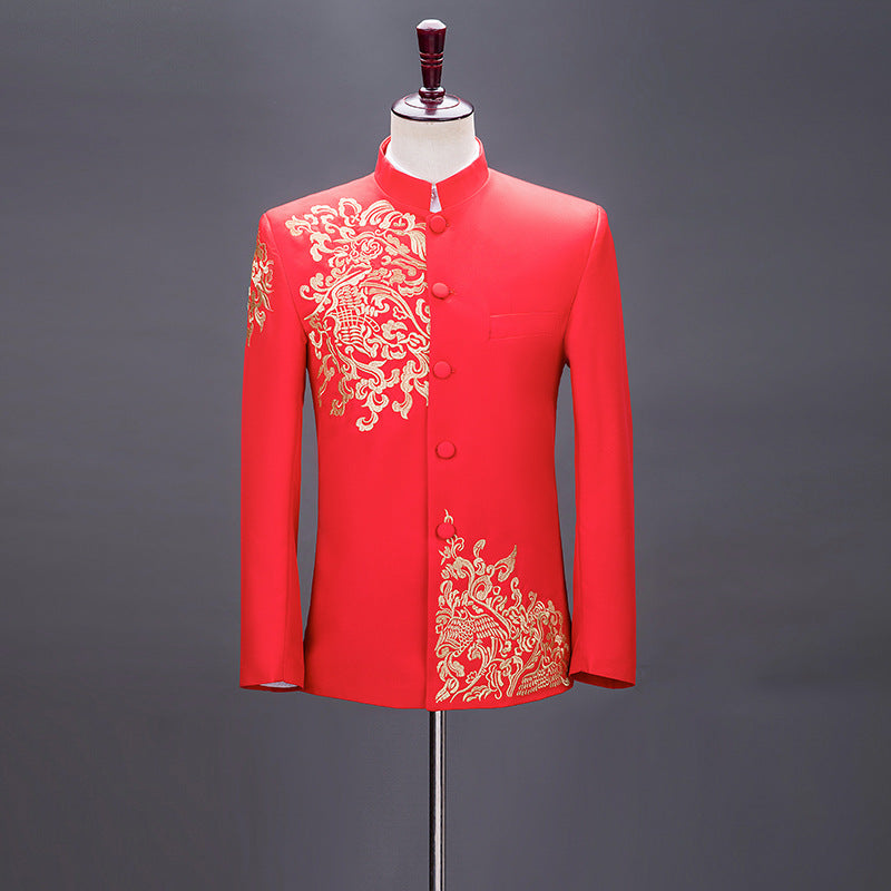 Stylist Frantz Signature Mandarin Suit – Luxury Embroidered Formal Jacket