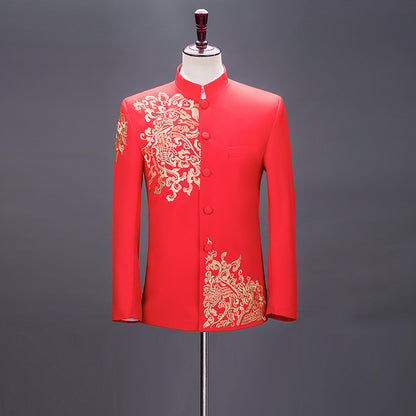 Stylist Frantz Signature Mandarin Suit – Luxury Embroidered Formal Jacket