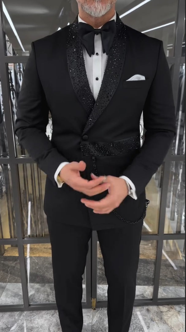 Stylist Frantz™ Signature Black Tuxedo Suit – Luxury Edition