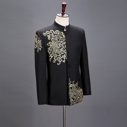 Stylist Frantz Signature Mandarin Suit – Luxury Embroidered Formal Jacket