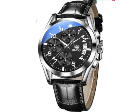 OLEVS Luxury Men’s Waterproof Quartz Watch – Luminous Dial & Premium Leather Strap